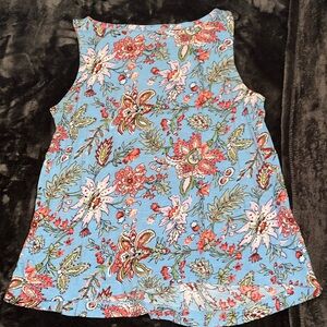 Loft Floral Tank Top- Size Large- Flairs at the bottom